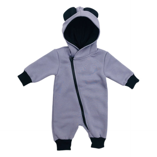 Cute Baby Unisex Jumpsuit Hooded with Animal Ears. Light Gray