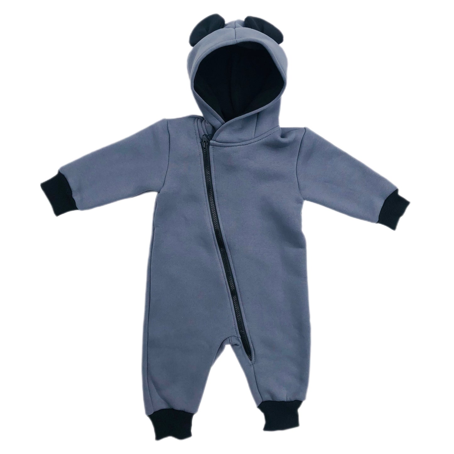 Cute Baby Jumpsuit Hooded with Animal Ears. Dark Gray