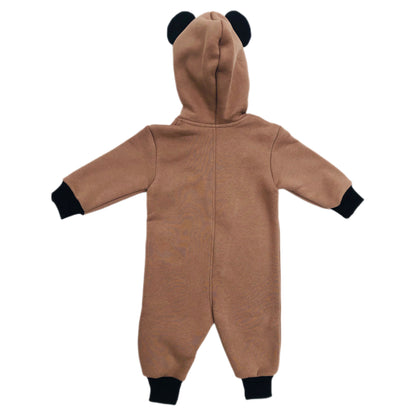 Cute Baby Boy Jumpsuit Hooded with Animal Ears. Brown