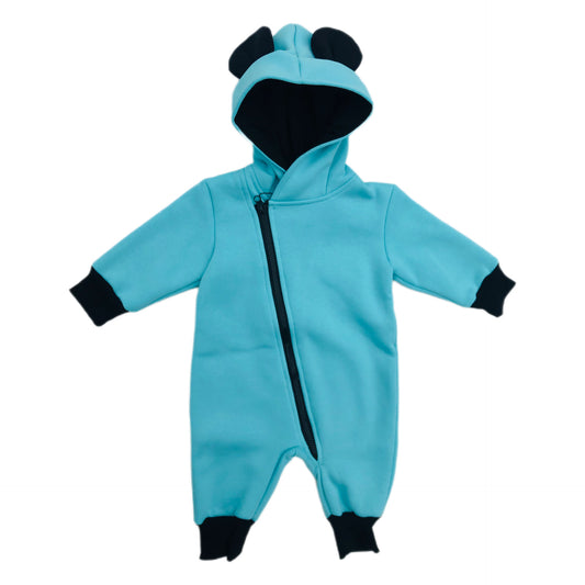 Cute Baby Boy Jumpsuit Hooded with Animal Ears. Coverall Blue