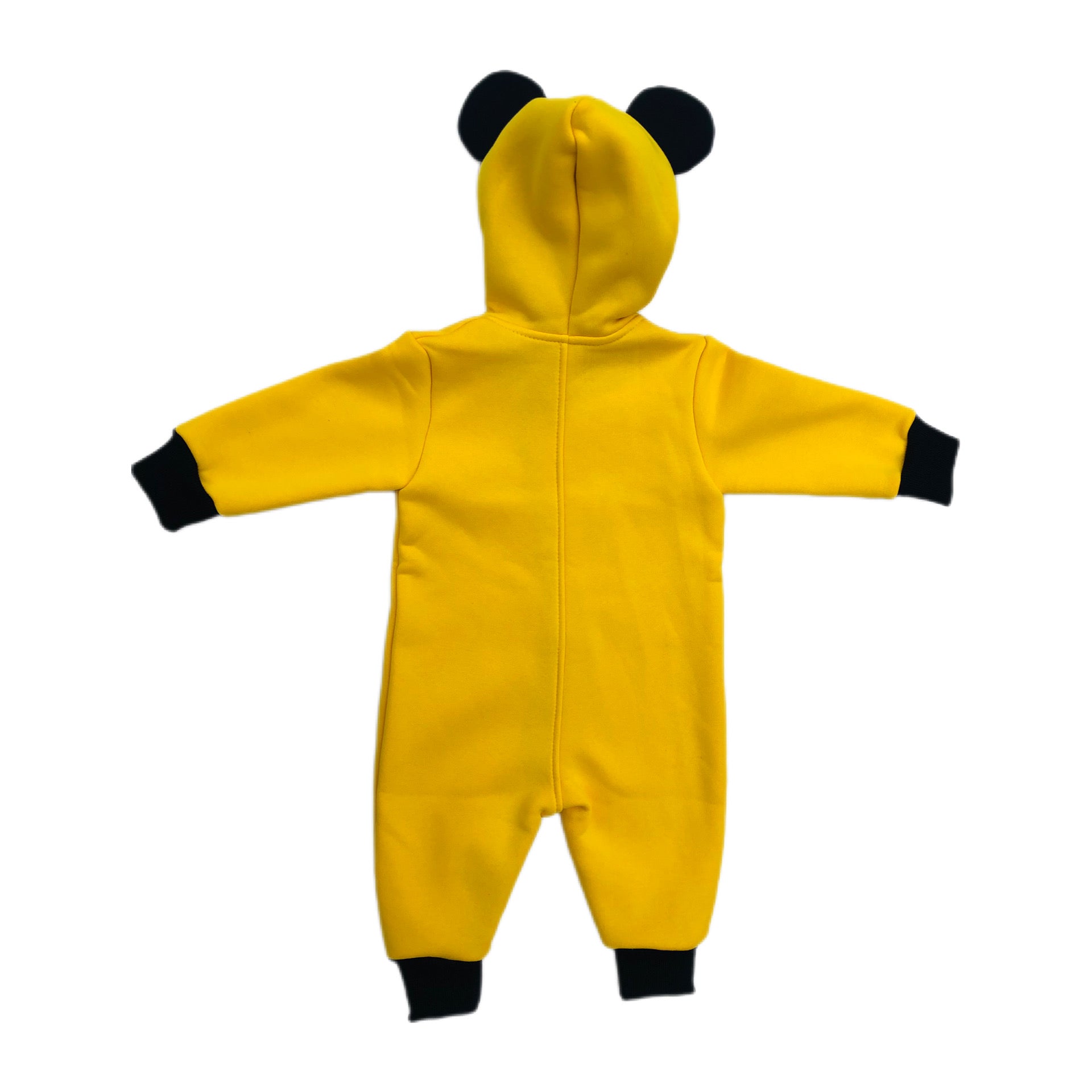 Cute Baby Unisex Jumpsuit Hooded with Animal Ears. Yellow