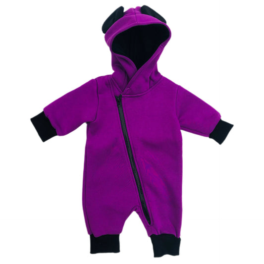 Cute Baby Girl Jumpsuit Hooded with Animal Ears. Purple
