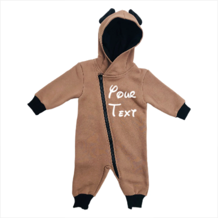 Cute Baby Boy Jumpsuit Hooded with Animal Ears. Brown