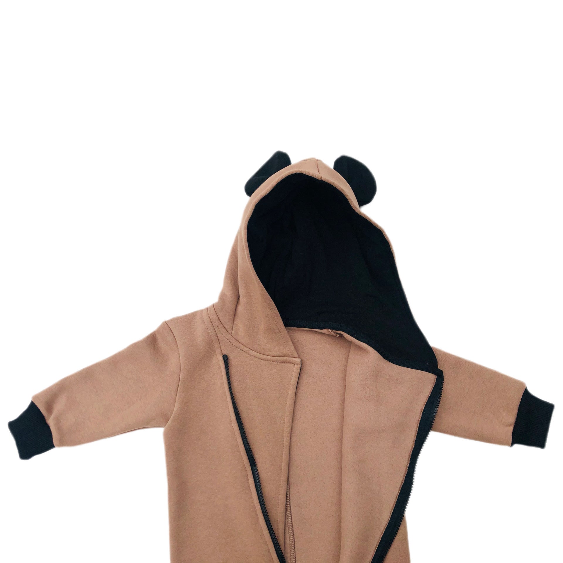 Cute Baby Boy Jumpsuit Hooded with Animal Ears. Brown