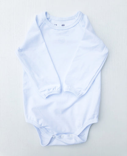 White Long Sleeve Lap Baby Bodysuit