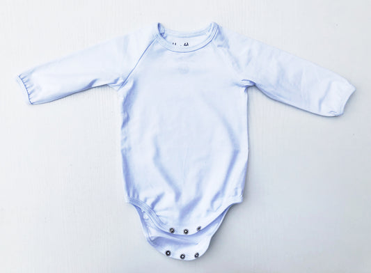 White Long Sleeve Lap Baby Bodysuit