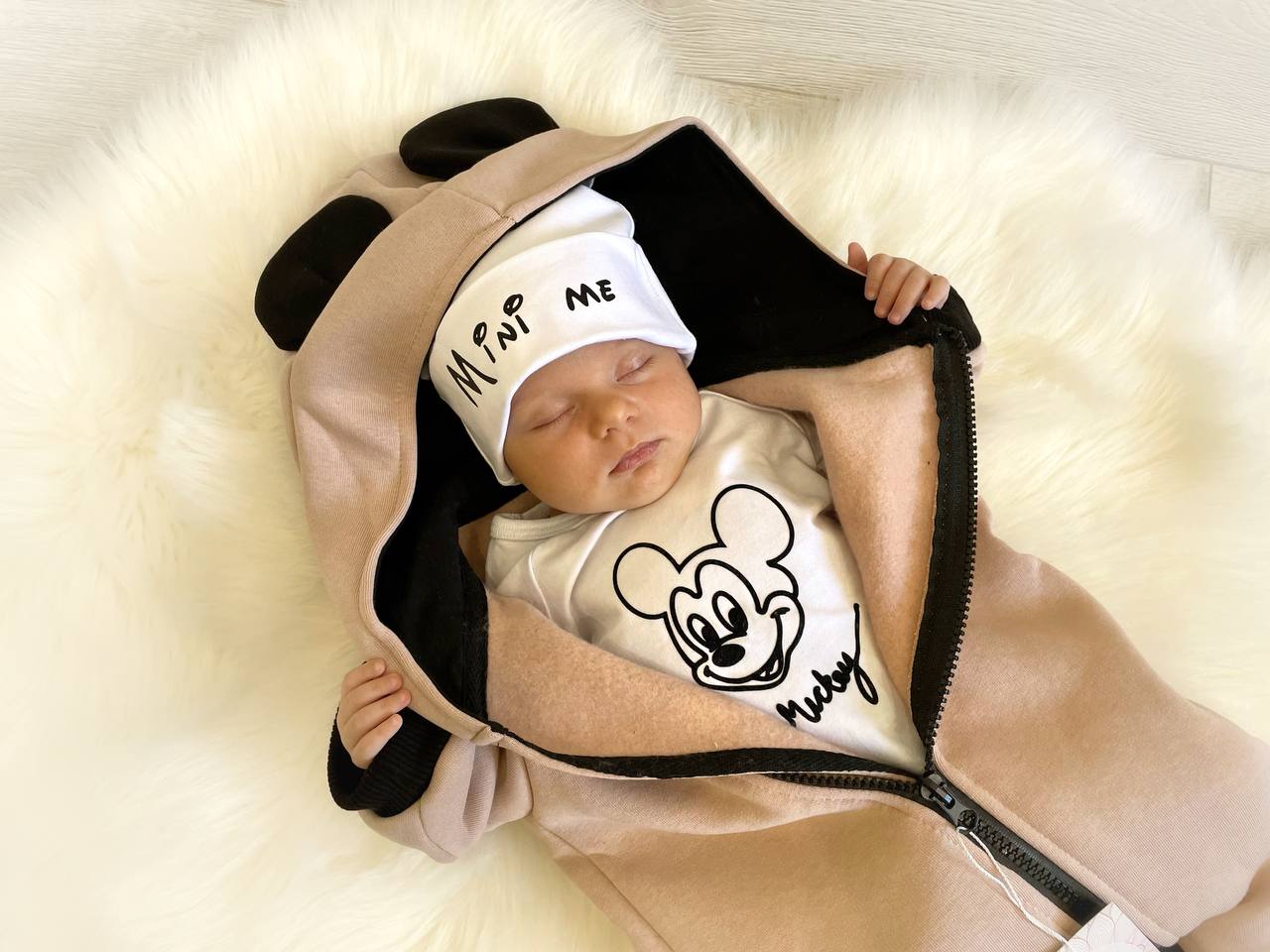 Cute Baby Boy Jumpsuit Hooded with Animal Ears. Brown